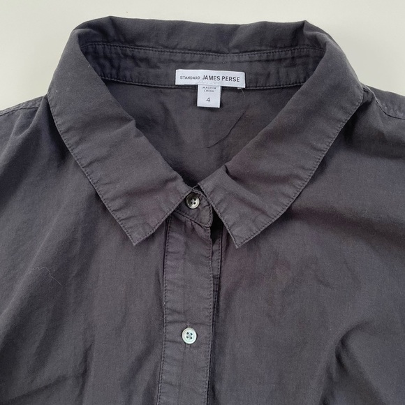 James Perse Women's Black Oversized Cotton Lawn Cropped Button Down Shirt XL - Picture 4 of 8